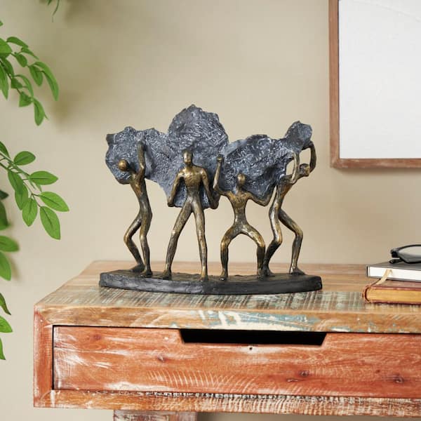 Litton Lane Bronze Holystone Carrying Stone People Sculpture