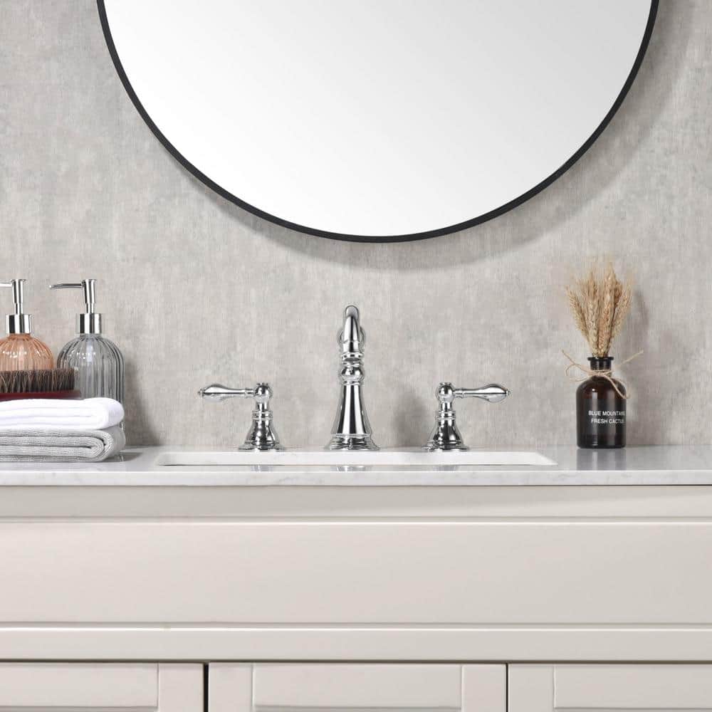 Polished Chrome Traditional Widespread Bathroom Faucet
