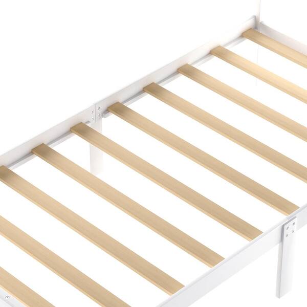 URTR 76 in. W White Twin Bed Frame, Wood Twin Platform Bed Frame