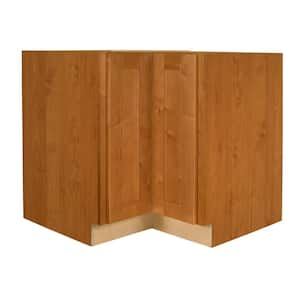 Newport 33 in. W x 24 in. D x 34.5 in. H Assembled Plywood Corner Lazy Susan Base Kitchen Cabinet in Cinnamon RH