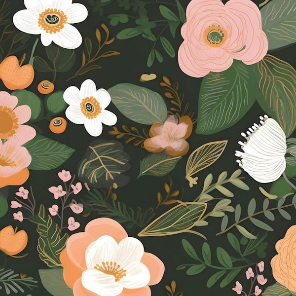 Green Floral Contact Paper Removable Peel and Stick Wallpaper Roll