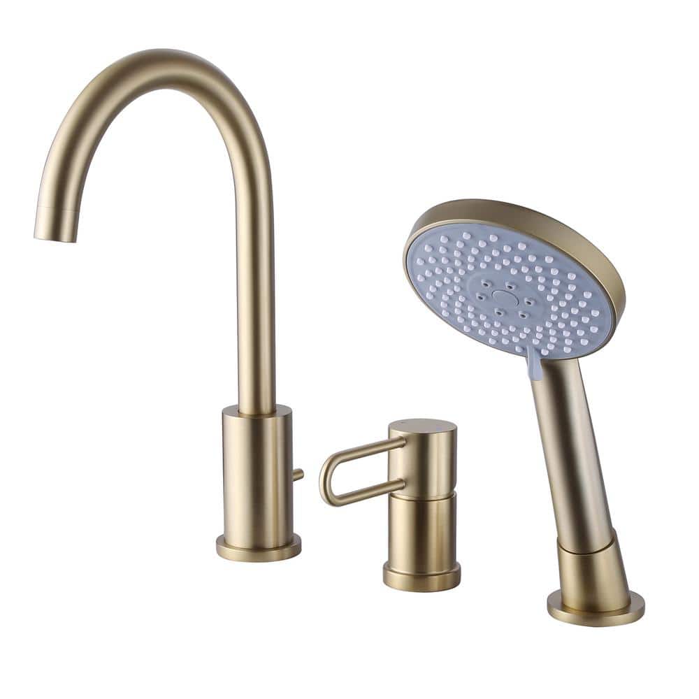 Tomfaucet SingleHandle DeckMount Roman Tub Faucet with Hand Shower in