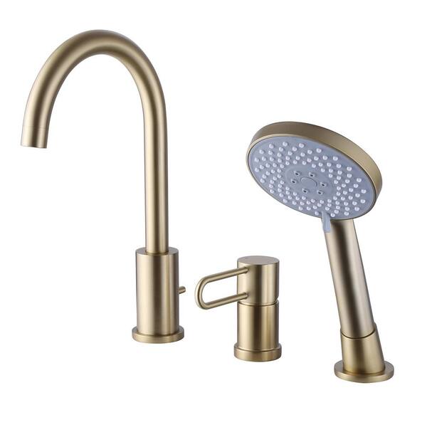 Tomfaucet SingleHandle DeckMount Roman Tub Faucet with Hand Shower in