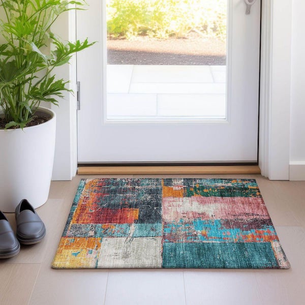Chantille Machine Washable Indoor/Outdoor Abstract ACN1866 Teal 2 ft. x 3 ft. Accent Rug