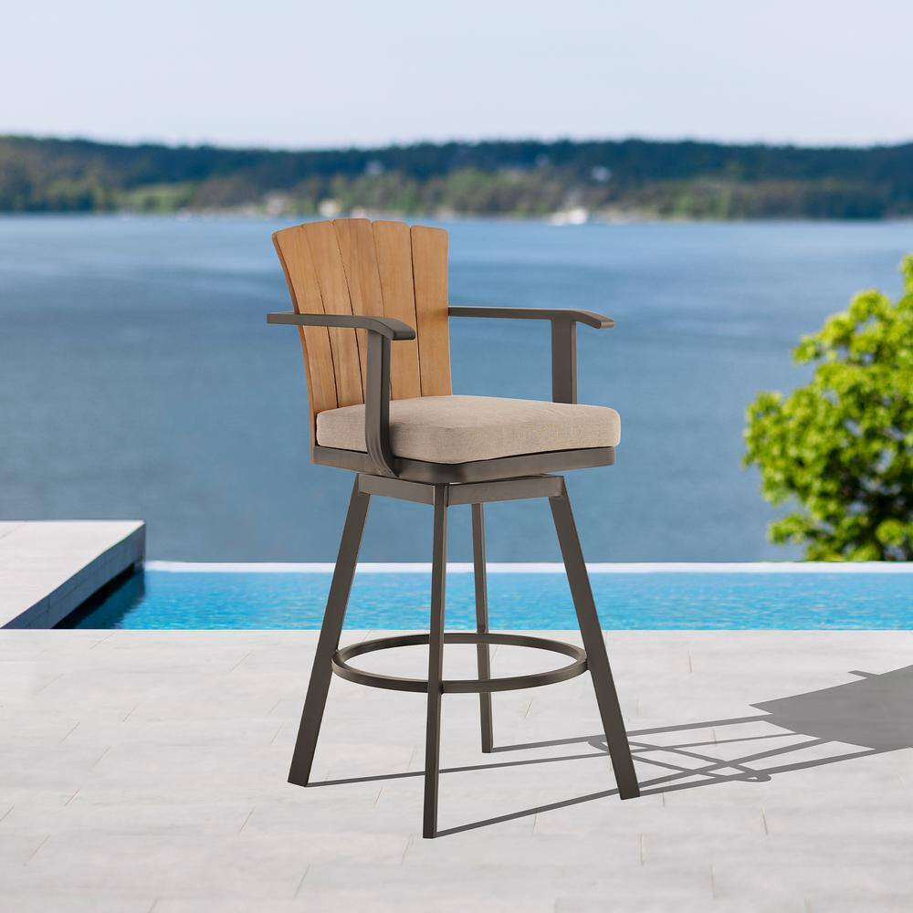 Hazel Teak and Aluminum Outdoor Swivel Chair with Cushion