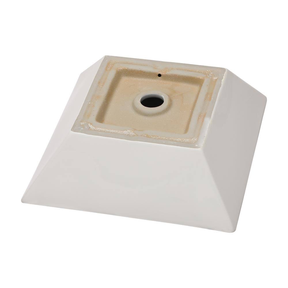 White Ceramic Square Above-Counter Vessel Sink with Reno-Gloss Finish