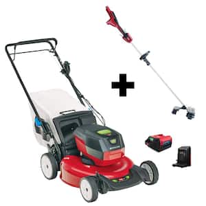 Flex-Force 60V Cordless 2-Tool Combo Kit 21in Recycler Walk Behind Lawn Mower & String Trimmer - Charger/5Ah Battery