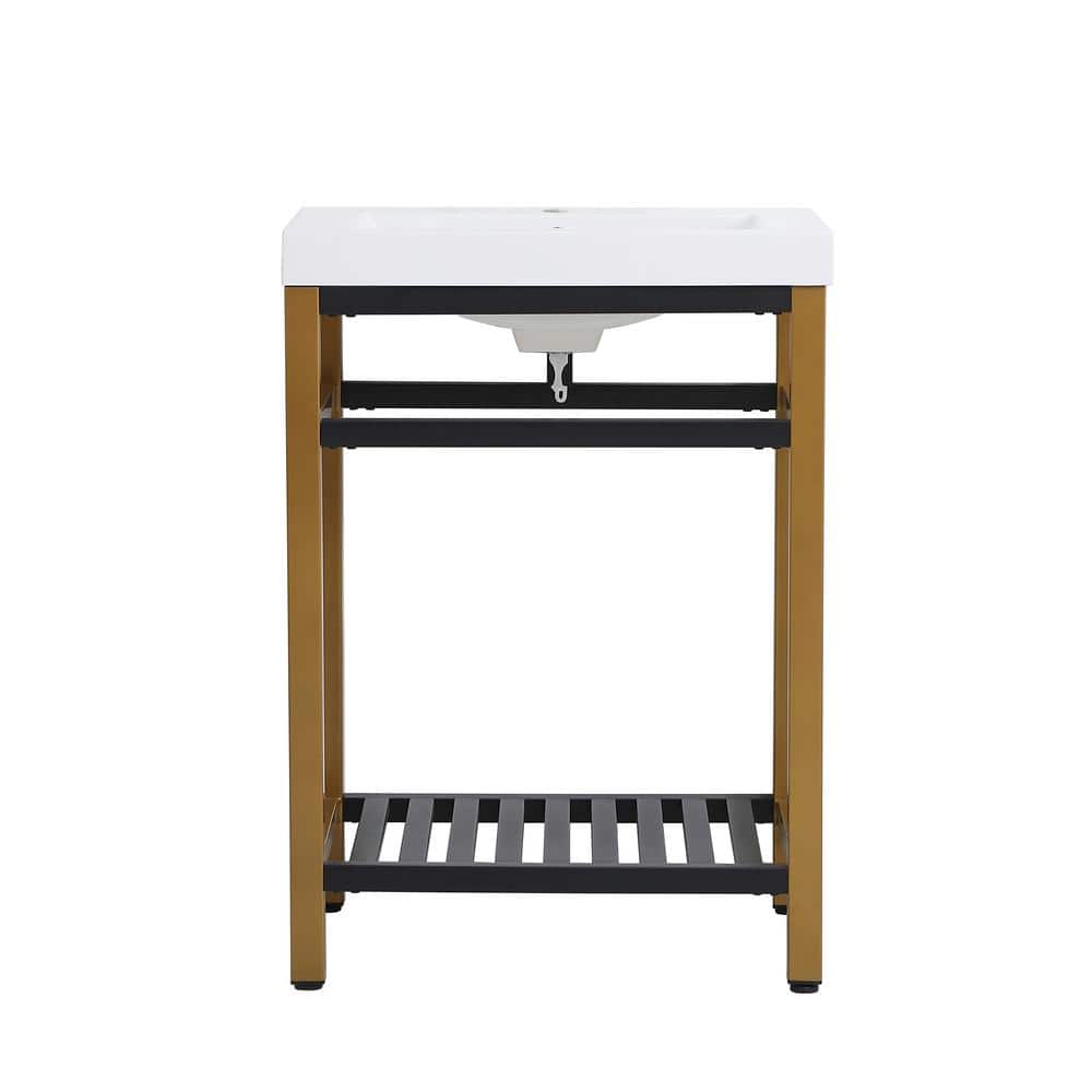 Timeless Home 24 in. W x 19 in. D x 34 in. H Single Bathroom Vanity in Gold