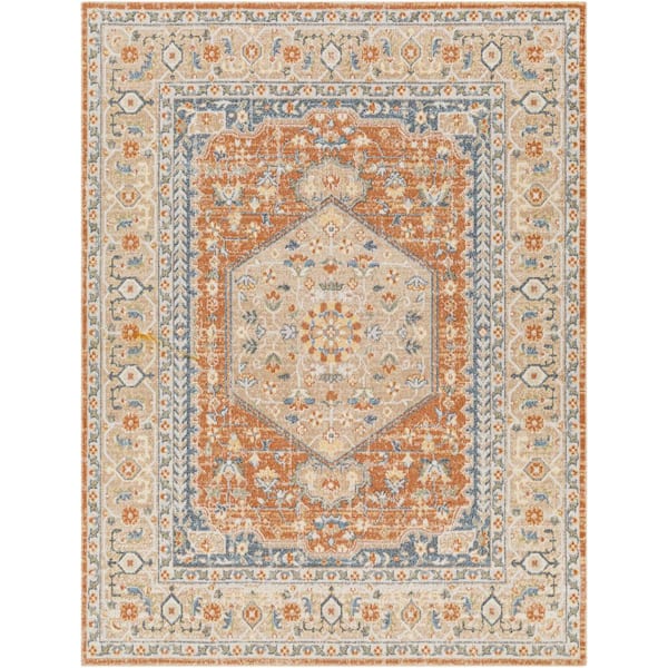 Livabliss Lillian SkyBlue/Light brown 8 ft. x 10 ft. Indoor Machine-Washable Area Rug