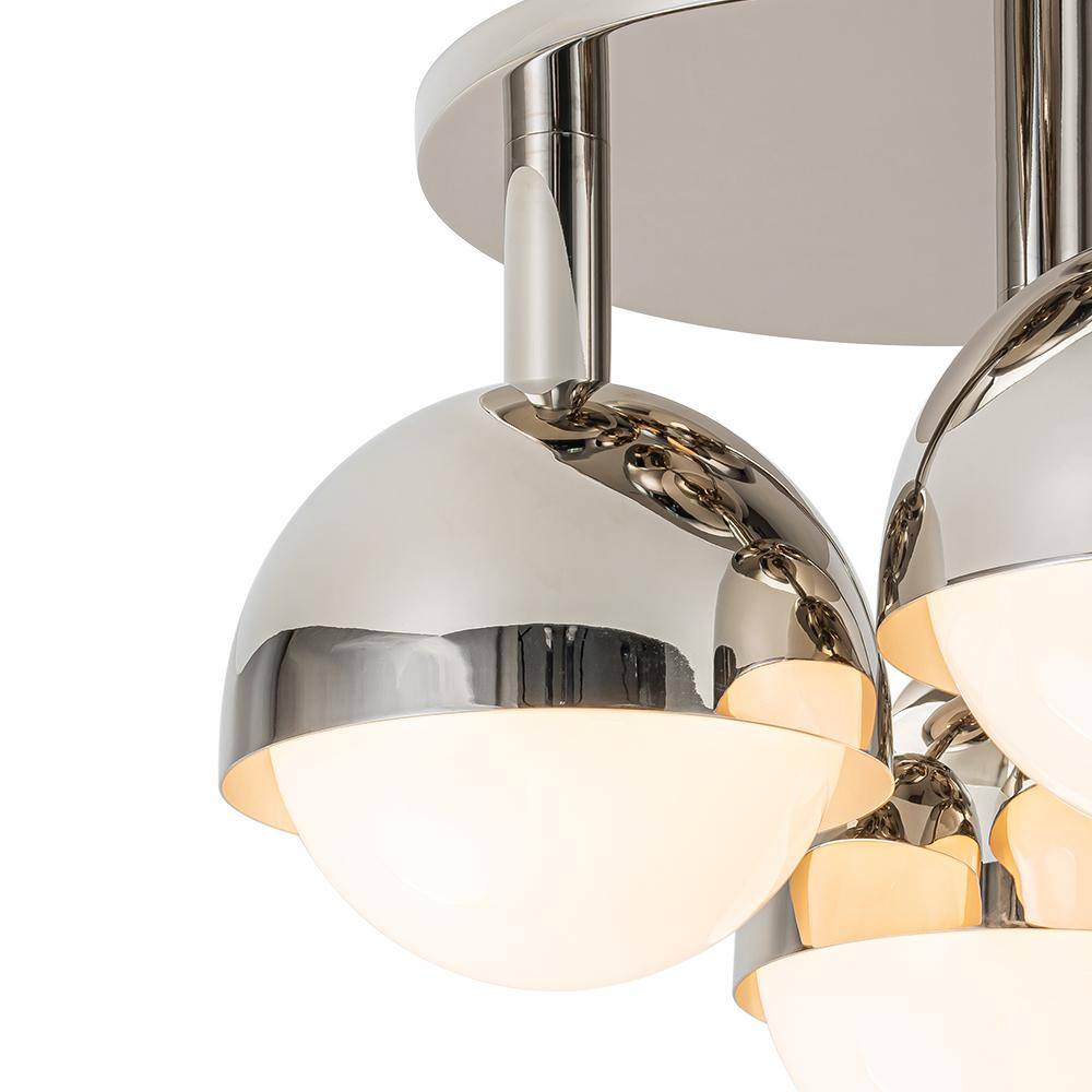 Nickel 3-Light Globe Semi Flush Mount Ceiling Fixture