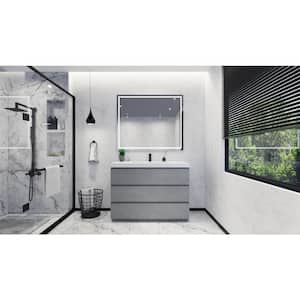 Angeles 47.20 in. W Bath Vanity in Cement Gray with Reinforced Acrylic Vanity Top in White with White Basin