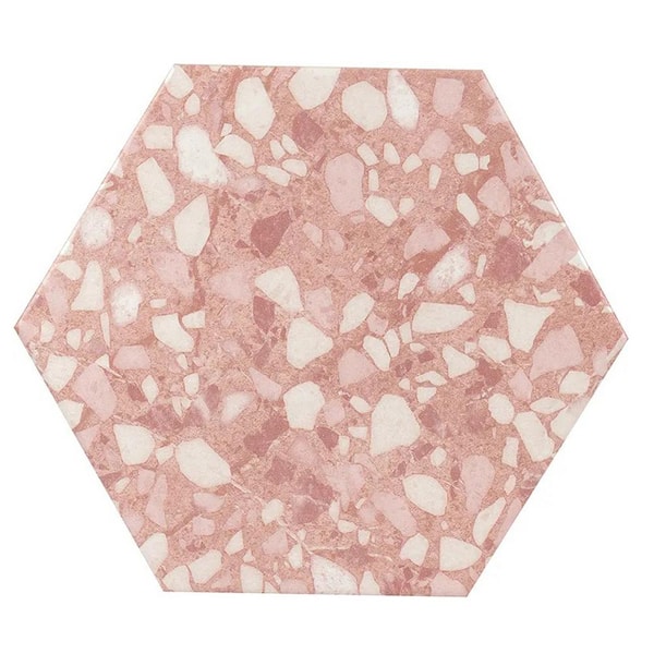 Zenith 4 in. x 5 in. Matte Blush Pink Porcelain Hexagon Wall and Floor Tile Sample