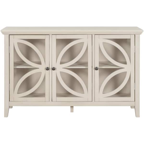 Tileon 47.2 in. W x 11.8 in. D x 30.7 in. H in White MDF Ready to Assemble Kitchen Cabinet with Solid Wood Frame & Legs