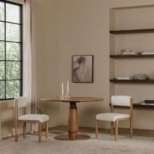 Eldon White Soft Upholstery Curved Back with Solid Ash Wood Frame Dining Chair (Set of 2)