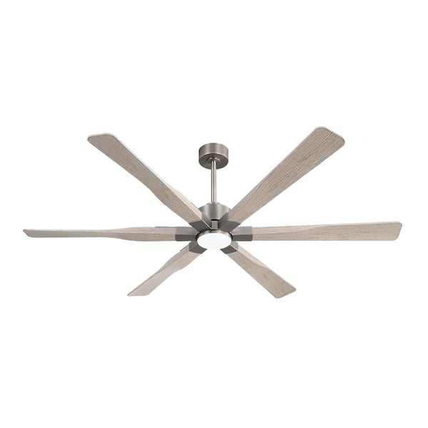68 in. (5.7 ft.) 6 Blades Indoor Ceiling Fan with Integrated LED and Remote, Nickel
