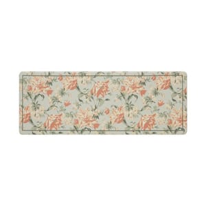 Seaspray and Apricot Floral 17.5 in. x 48 in. Anti-Fatigue Wellness Mat