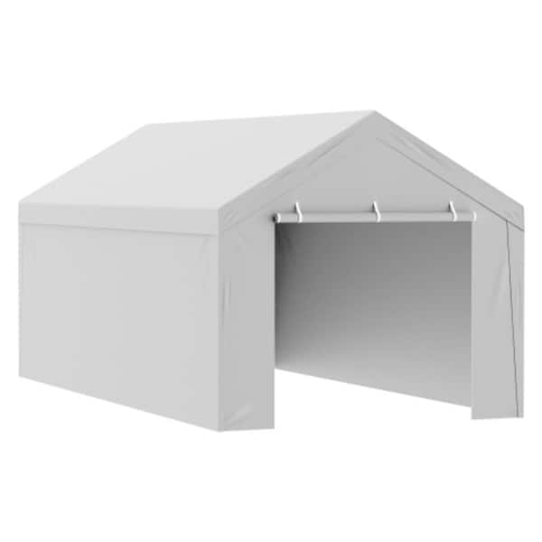 10x20 ft Carport Replacement Canopy Cover with Side Walls, Garage Tent Fabric,Shelter Tarp with Zipper Door (Frame Not)