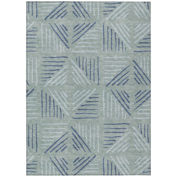 Chantille Machine Washable Indoor/Outdoor Abstract ACN2413 Spa 8 ft. x 10 ft. Area Rug