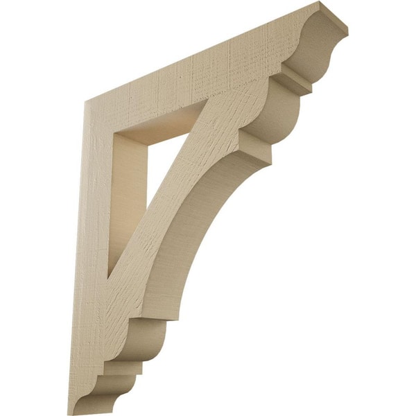 Ekena Millwork 5.5 in. x 36 in. x 32 in. Olympic Traditional Rough Cedar Woodgrain Timberthane Polyurethane Bracket, Primed Tan
