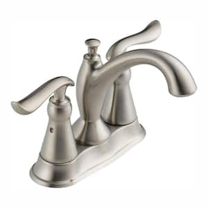 Linden 4 in. Centerset 2-Handle Bathroom Faucet with Metal Drain Assembly in Stainless