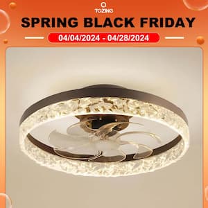 19.6 in. Dimmable LED Smart Modern Indoor Bronze Low Profile Flush Mount Ceiling Fan Light with Remote and App Control
