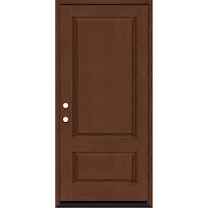 Regency 36 in. x 80 in. 2-Panel 3/4-Squaretop RHIS Chestnut-Stained Fiberglass Prehung Front Door