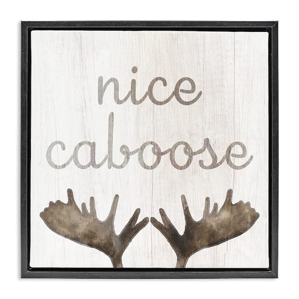 Stupell Industries Nice Caboose Bathroom Moose Antlers by Lil' Rue 1-Piece Black Floater Frame Abstract Graphic Art Print 18 in. x 18 in.