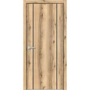 18 in. x 80 in. 1 Panel Oak Finished Solid Wood with Honeycomb Sliding Door with Hardware