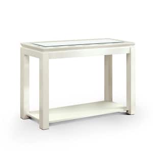 Abbotsburg 48 in. White Rectangle Glass Top Console Table with 1-Shelf