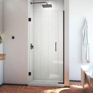 Unidoor Plus 29 to 29.5 in. x 72 in. Frameless Hinged Shower Door in Oil Rubbed Bronze