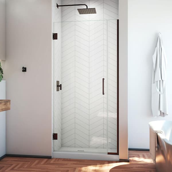 DreamLine Unidoor Plus 32.5 to 33 in. x 72 in. Frameless Hinged Shower Door in Oil Rubbed Bronze