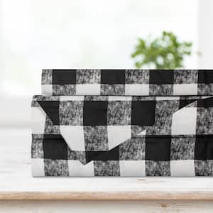 Safdie & Co. 4-Piece Black Plaid Polyester Queen Sheet Set