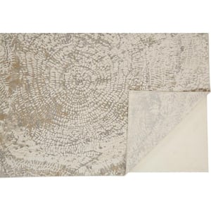 Frida Ivory/Gray/Tan 4 ft. x 6 ft. Distressed Polyester Area Rug