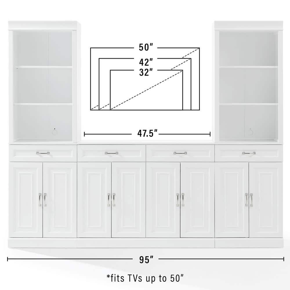 78" White MDF Sideboard and Storage Bookcase Set