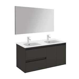Ws Bath Collections 47 5 In W X 18 1 In D X 32 9 In H Complete Bathroom Vanity Unit In Anthracite With Mirror Ambra 1f Dbl Pack 1 An The Home Depot
