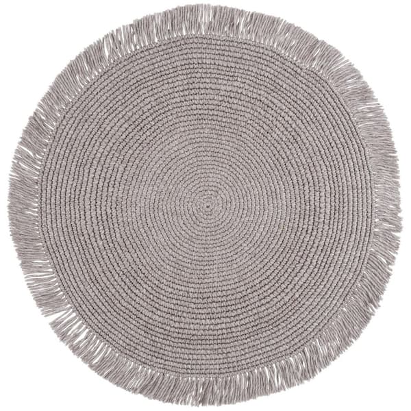 Renewal 5 ft. x 5 ft. Taupe Solid Fringe Round Area Rug