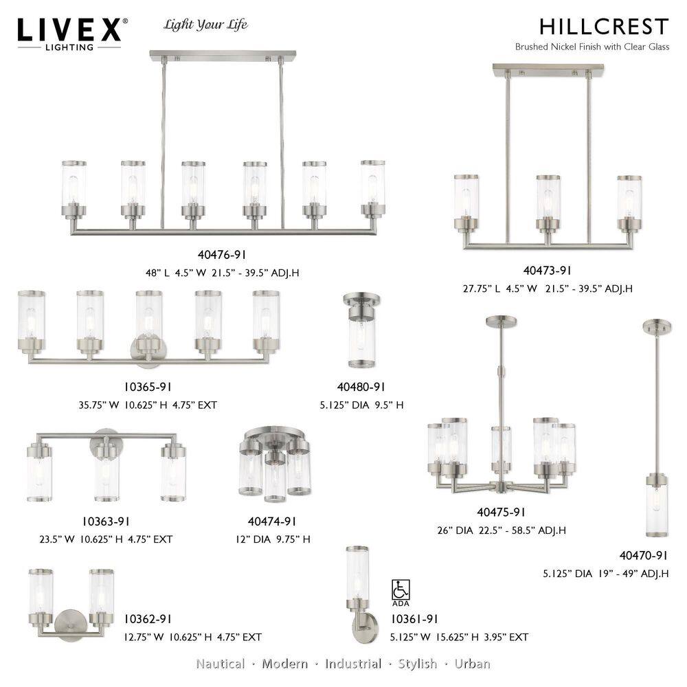 Brushed Nickel 3-Light Flush Mount with Clear Glass Shades