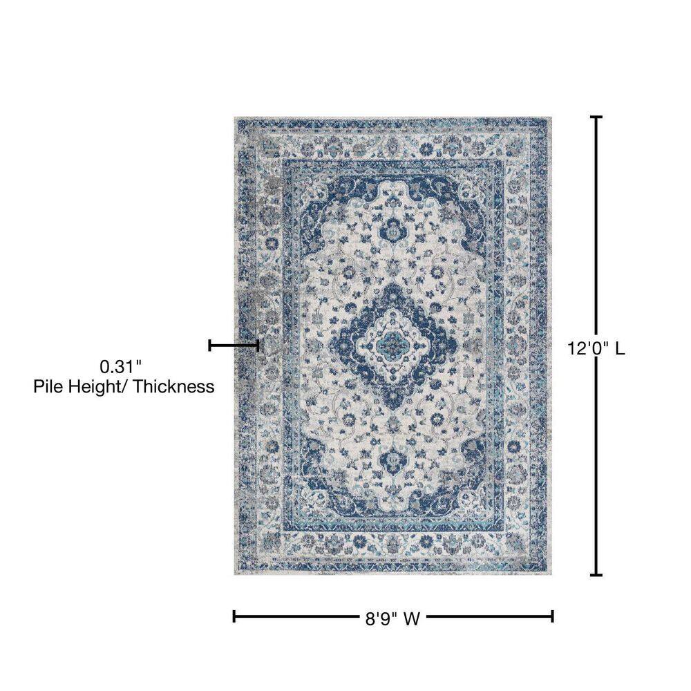 Indhira Blue and Gray Medallion 9' x 12' Synthetic Area Rug