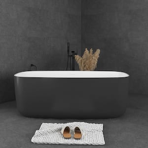 59 in. Acrylic Roll-Top Flatbottom Non-Whirlpool Bathtub in Grey