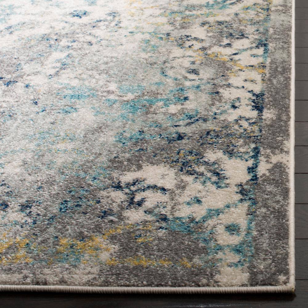 Elysian Ivory & Blue Boho Chic Distressed Area Rug - 6' x 9'