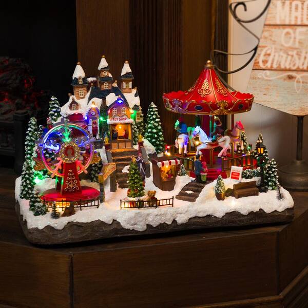 Alpine Corporation Animated Musical Christmas Theme Park with LED