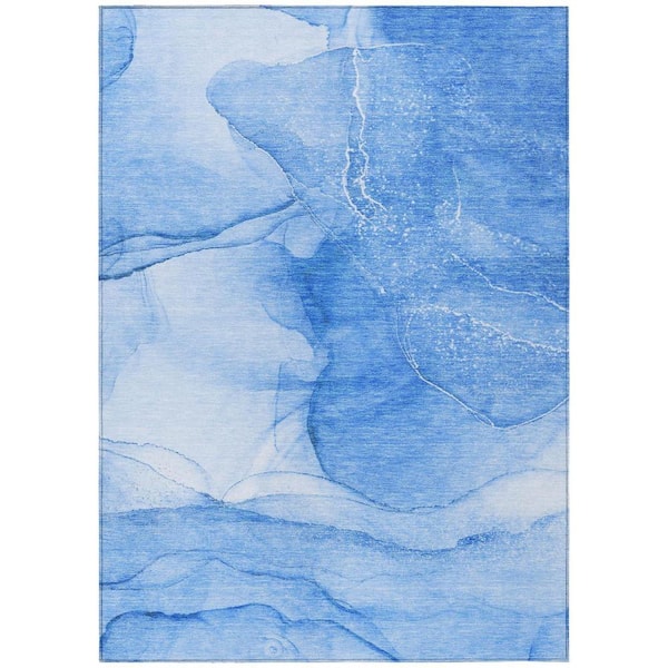 HomeRoots Blue 8 ft. x 10 ft. Abstract Indoor / Outdoor Area Rug
