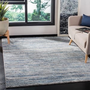 Galaxy Blue/Gray 5 ft. x 5 ft. Square Abstract Striped Area Rug