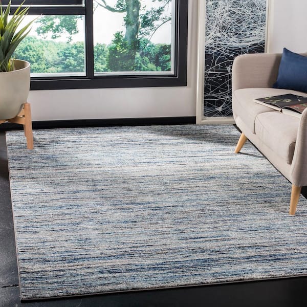 Galaxy Blue/Gray 8 ft. x 10 ft. Striped Abstract Area Rug