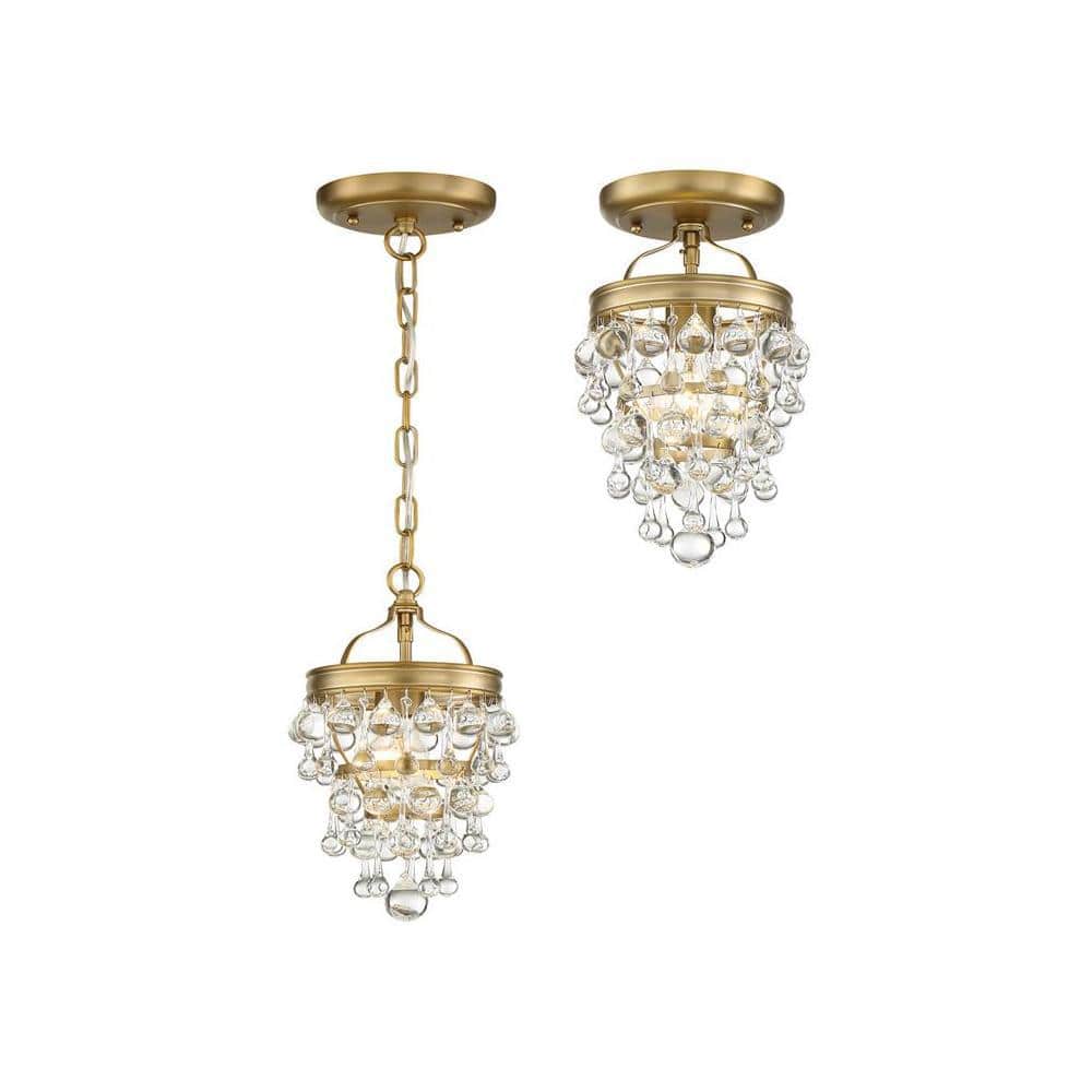 Vibrant Gold Mini Crystal Chandelier with Clear Drops