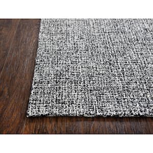 London Black/White 3 ft. x 8 ft. Solid/Tweed Wool Runner Rug