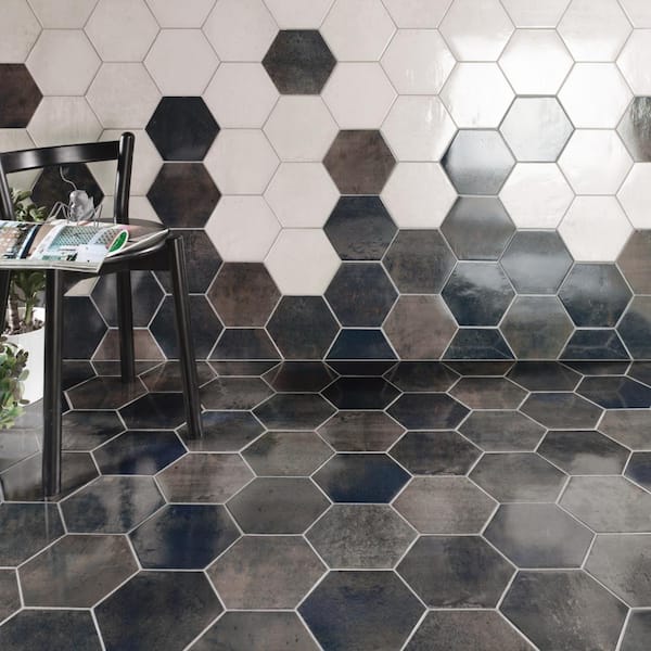 Capri Hex Neve 7 in. x 8 in. Porcelain Floor and Wall Tile (10.8 sq. ft./Case)