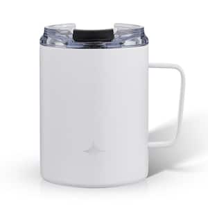 12 oz. White Stainless Steel Vacuum Insulated Travel Coffee Mug Tumbler with Lid & Handle