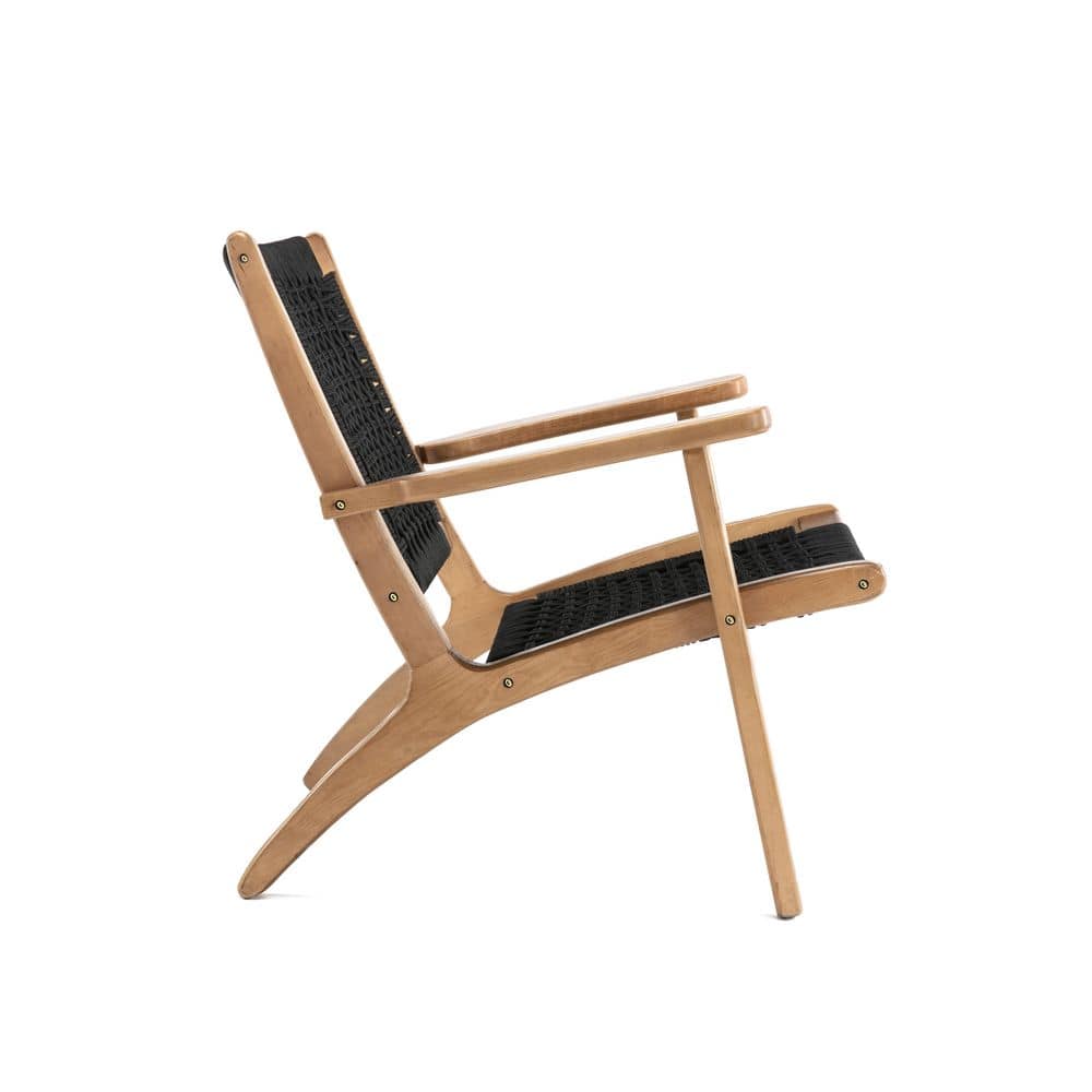 Black and Natural Woven Rope Accent Chair