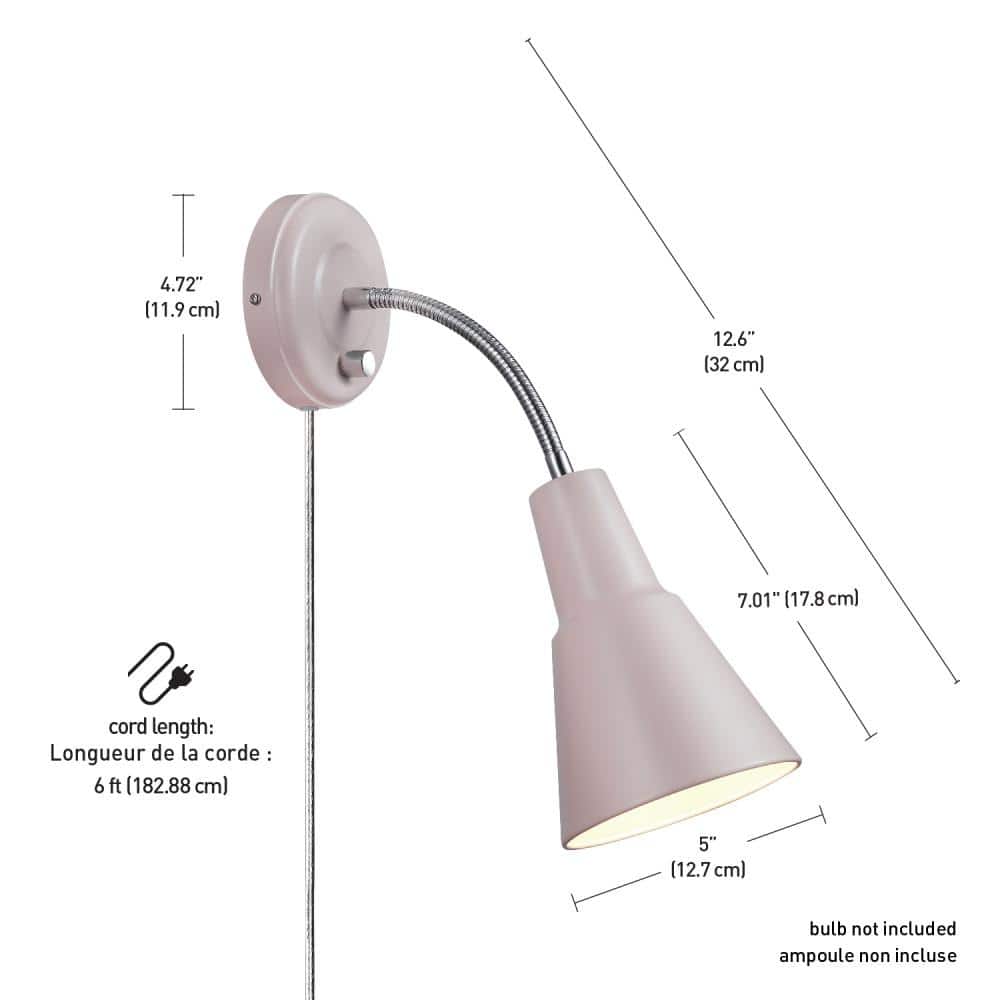 Sophie Chic Chrome Gooseneck Wall Sconce in Matte Rose